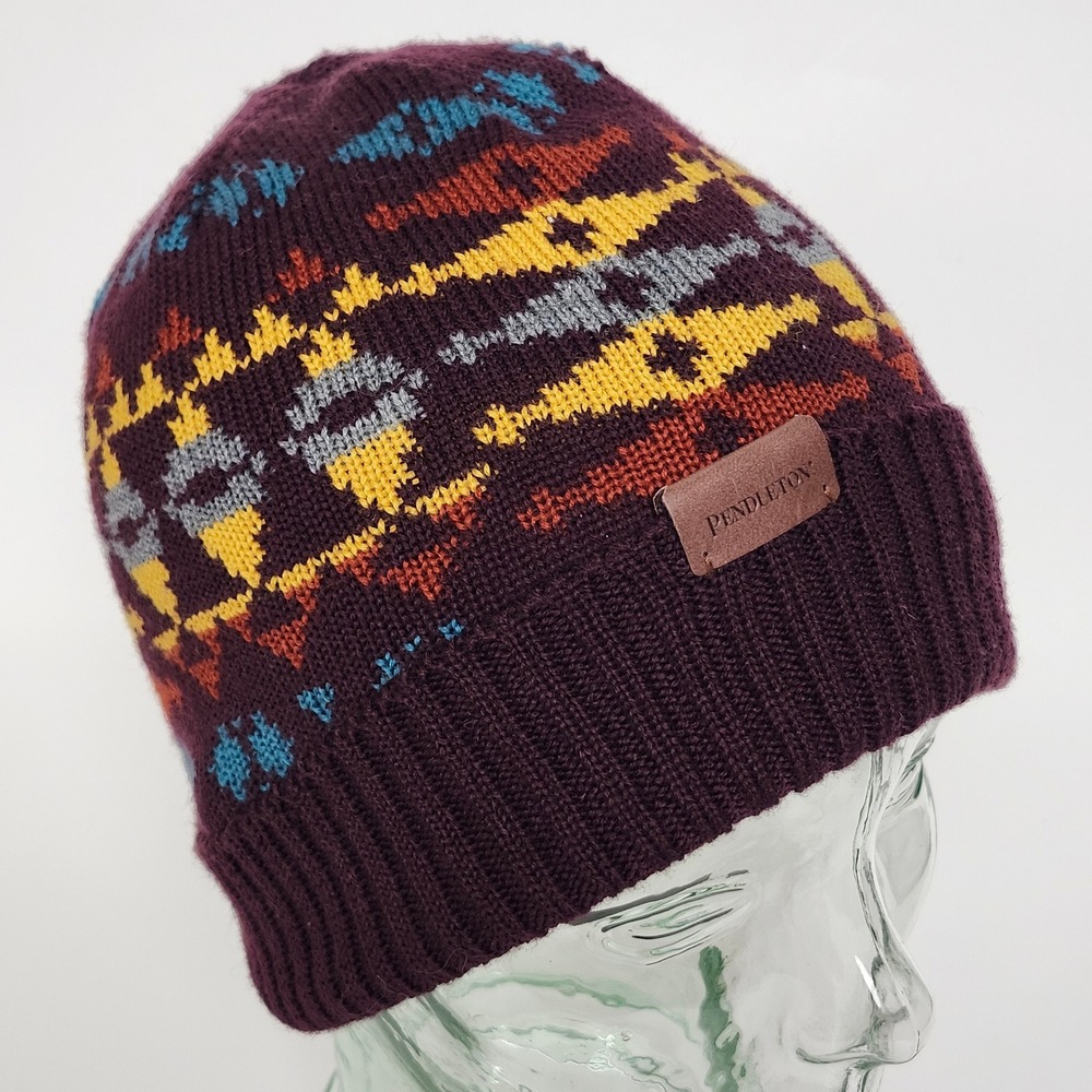 Pendleton 100% Merino Wool Aztec Southwest Knit Cuffed Beanie Hat
